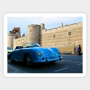 Beautiful blue vintage car near Windsor Castle Sticker